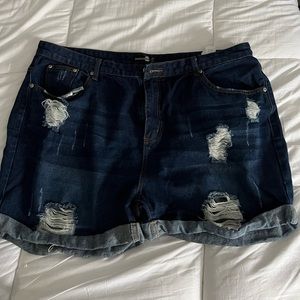 Dark blue denim shorts